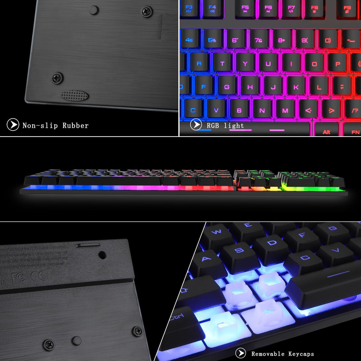 BlueFinger RGB Gaming Keyboard and Backlit Mouse Combo, USB Wired, LED Gaming Set for Laptop PC Computer Game and Work