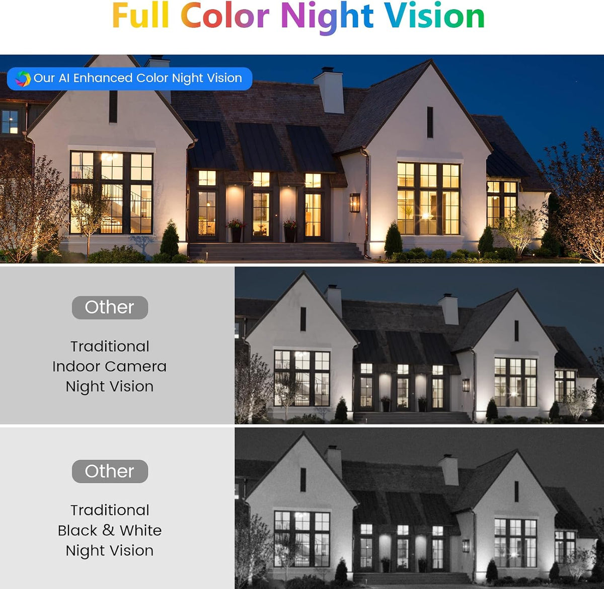 5MP 3K Window Security Camera, Full Color Night Vision, WiFi, Gray