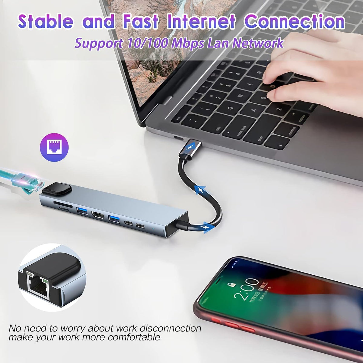 USB C HUB 8 in 1 Docking Station Compatible with MacBook Pro/Air