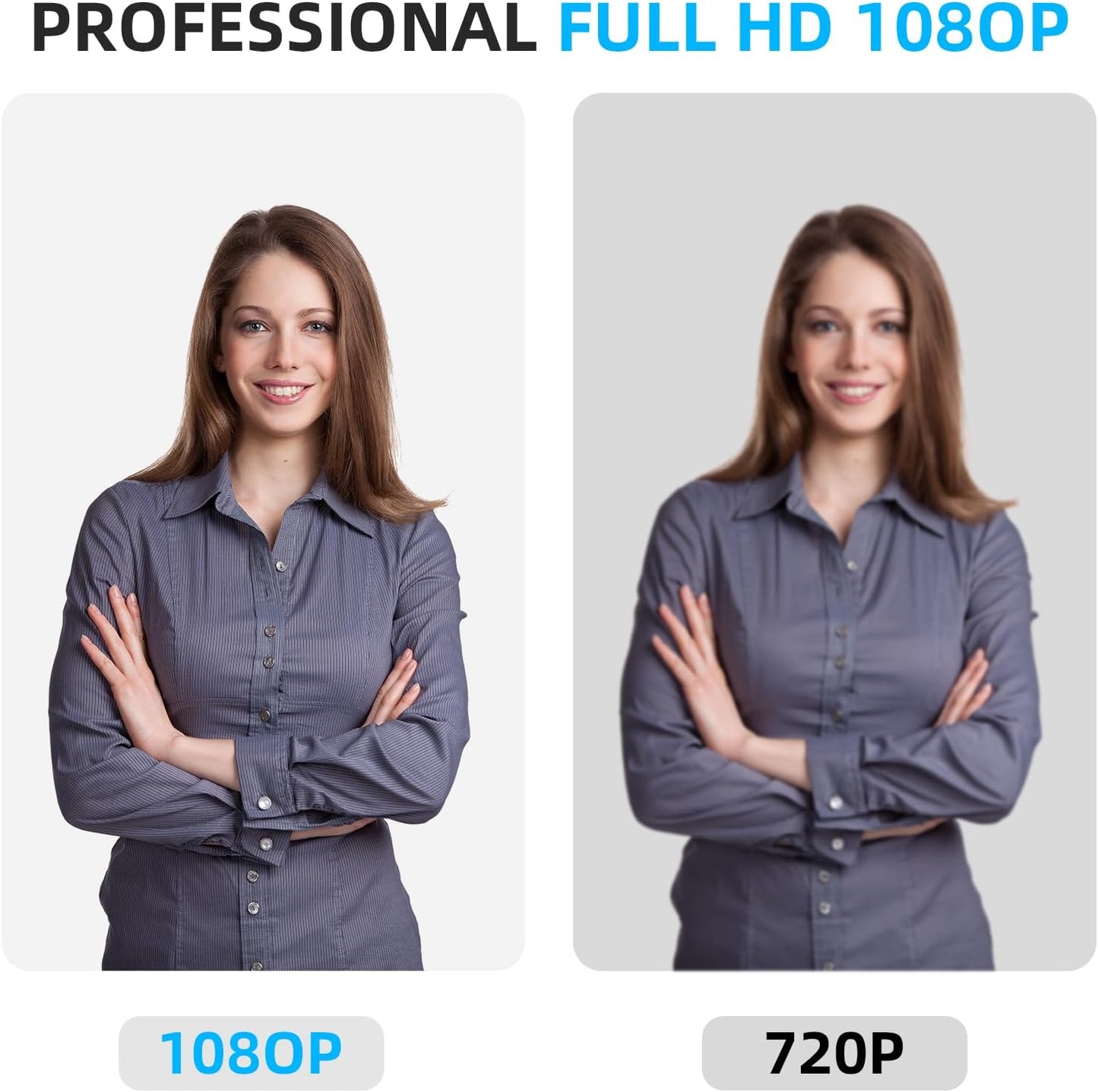 1080P Webcam with Microphone, Full HD Streaming Camera, Noise Cancelling, Auto Light Adjustment, USB Plug-and-Play Computer Camera, for Desktop PC or Laptop