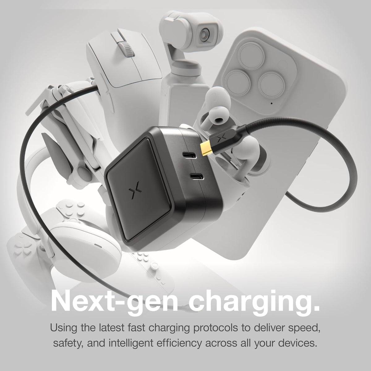 NOCO XGrid X65 65W USB-C GaN Wall Charger Block with Power Delivery | Dual USB-C Port, PD 3.0, QC 4.0+ & PPS Fast Charging, Foldable Compact Design, Charges All USB-C Devices, UL Certified