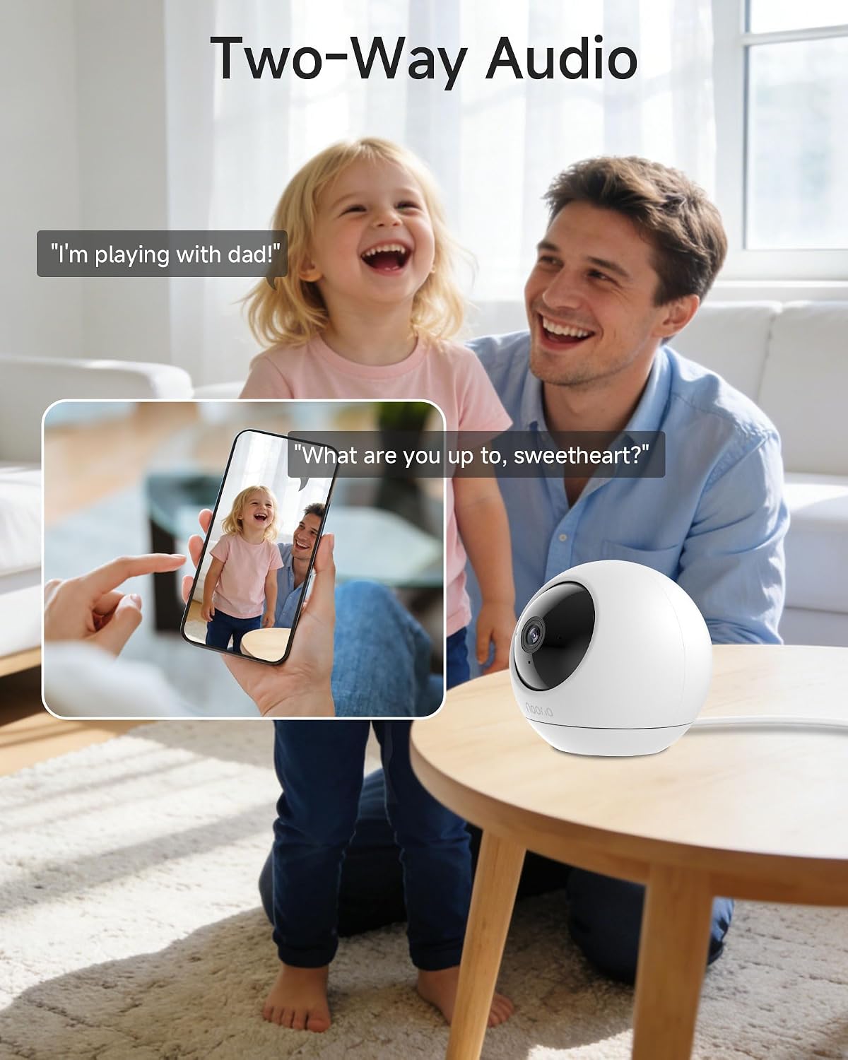 Noorio 2K Indoor Security Camera, Baby & Pet Monitor with 5/2.4 GHz WiFi