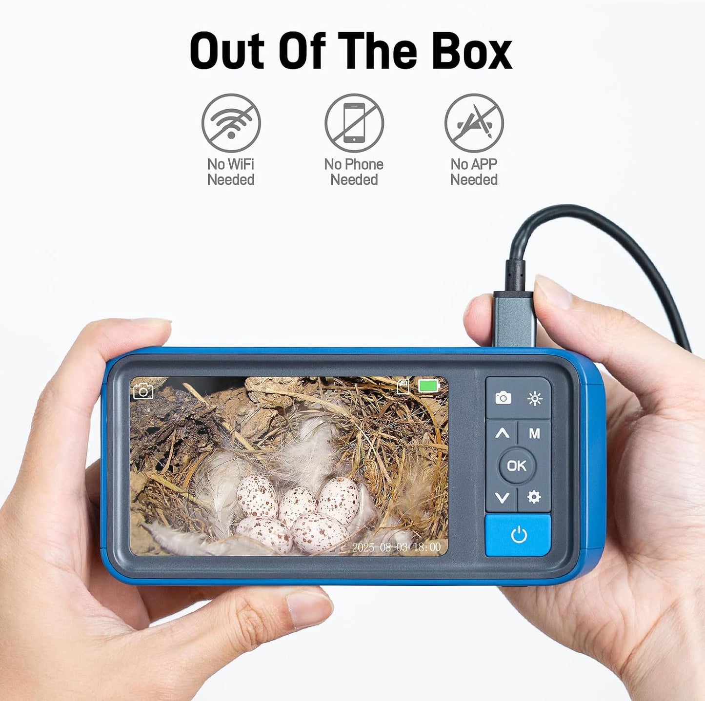 Teslong 5FT Telescopic Endoscope for Ceiling & Roof Inspection | 4.5" IPS Telescoping Pole Camera with 32GB Storage & LED Light - IP67 Waterproof Snake Scope for Wall, Chimney, Gutter, HVAC