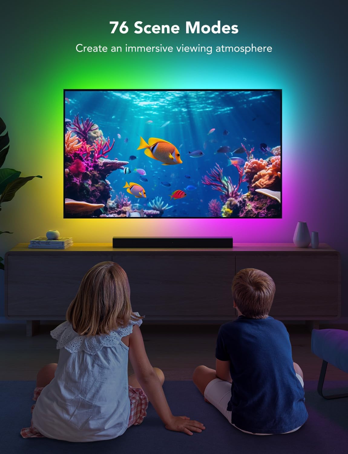 Govee Smart TV LED Backlight Strip, RGBIC for 40-50inch TVs | Music Sync, Wi-Fi Bluetooth & App Control, Works with Alexa & Google Assistant, 77 Scene Modes, Adapter