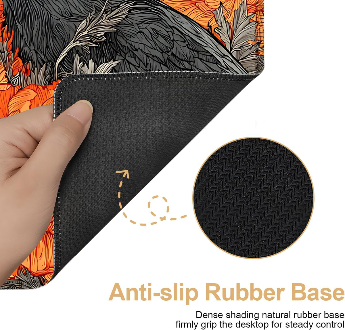 Mouse Pad Desk Mat for Desktop, Large 35.43" x 15.75" Extended Gaming Mousepad with Skull and Raven Design, Waterproof Non-Slip Rubber Base, Computer Laptop Desk Accessories for Women Men Home Office