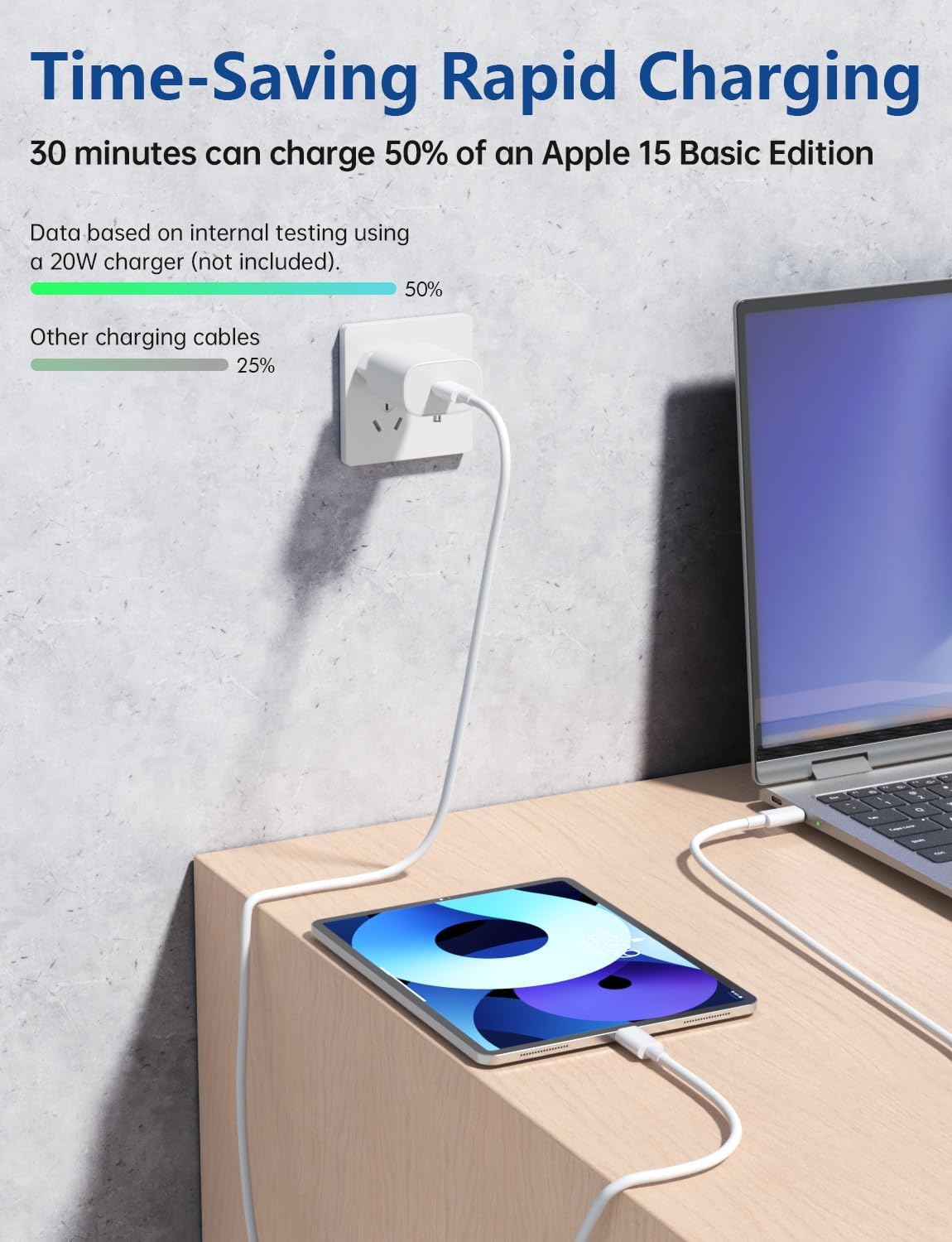 15FT USB C to USB C Cable, Long 60W USBC to USBC Cord Fast Charging | Extra Long Type C to Type C Cable for iPhone 17 16 15 Pro Plus Pro Max,Galaxy S26/S25/S24,iPad Pro/Air,MacBook Pro/Air, White