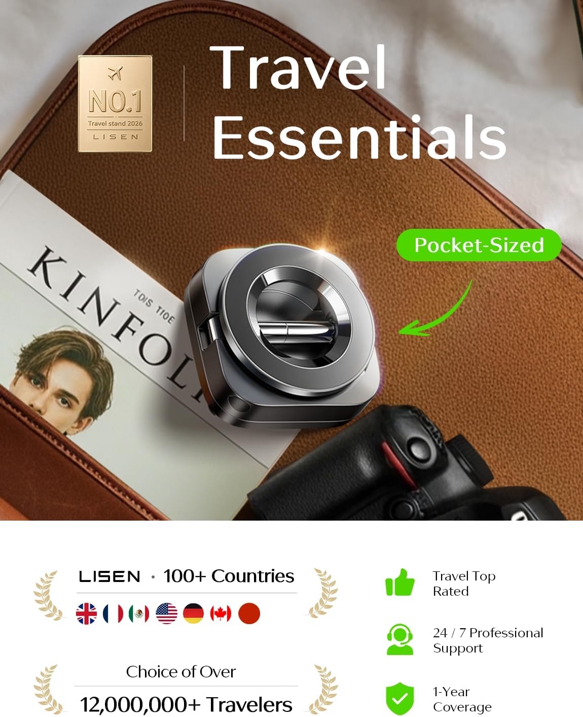 LISEN Airplane Travel Essentials for Flying Airplane Phone Holder for Desk | Phone Stand Hands Free MagSafe Travel Accessories Flying Long Flight Essentials Airplane Gadgets Gifts for Men