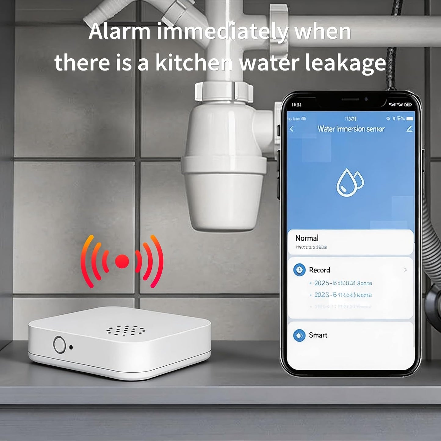 Smart Zigbee Water Leak Detector/Water Sensor with 80dB Audio Alarm & App Alert, IP67 Waterproof Wireless Flood Sensor for Kitchen, Basement, Works with Tuya/Smart Life APP, Zigbee Gateway Required