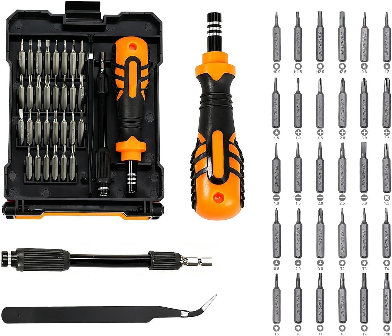 JAKEMY 33 In 1 Precision Screwdriver Set, Magnetic Tips Small Screwdriver Kit with Multi Replaceable Torx Bits, DIY Tool Electronics Repair Kit with Tweezers for Phone, Laptop, Computer, Watch, Bell