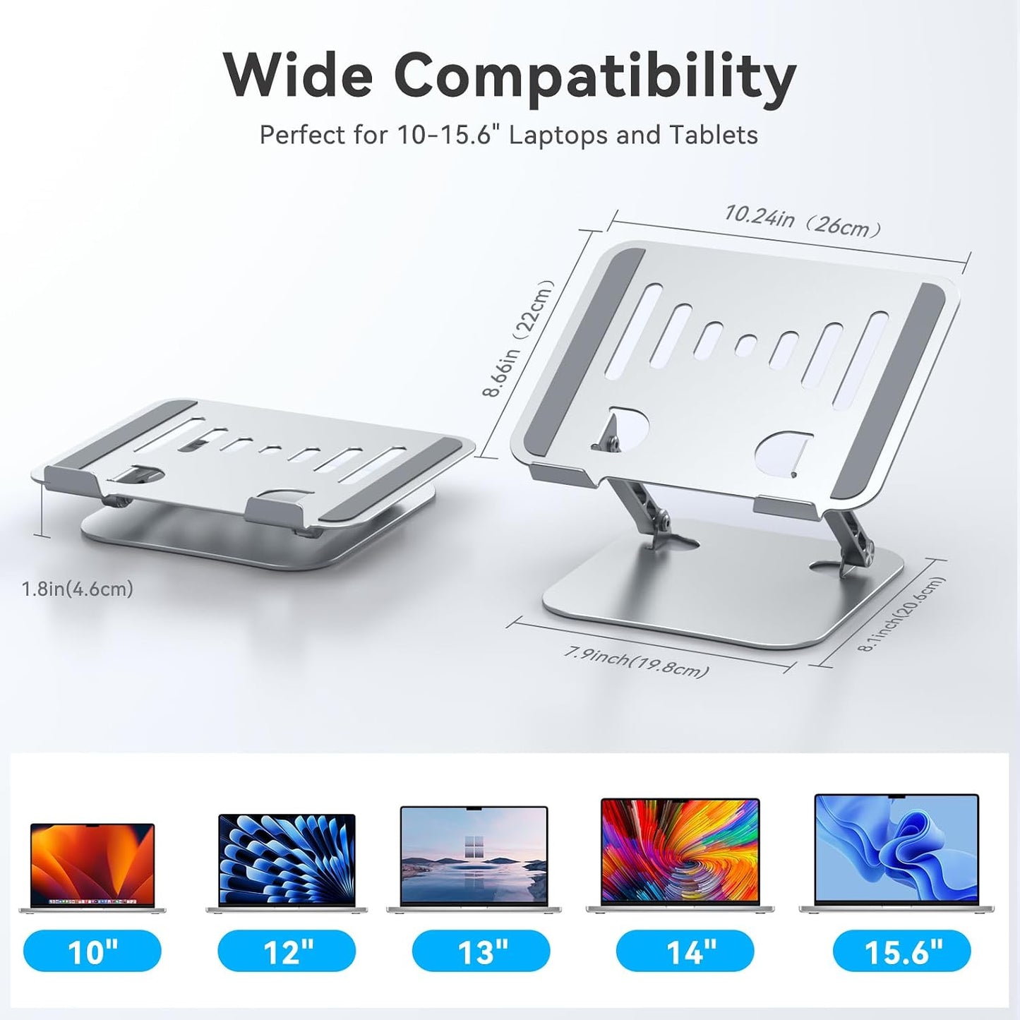 K&ZZ Laptop Stand for Desk, Adjustable Laptop Holder with Ventilated Cooling, Portable Desktop Book Stands Riser Compatible with 17.3 inch laptops