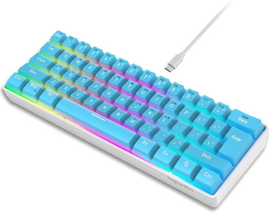 Snpurdiri 60% Wired Gaming Keyboard, 61 Keys RGB (Blue)