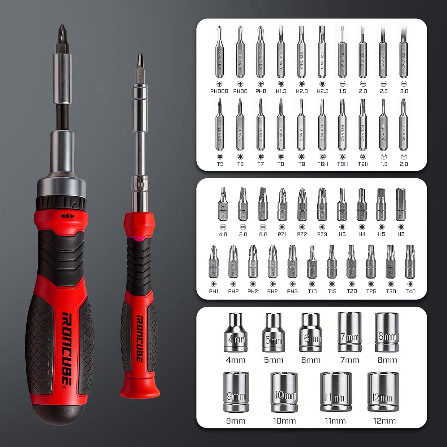 Multi Ratcheting Screwdriver Set: 56 IN 1 Magnetic Bits & Sockets with Case for Emergency Use At Home
