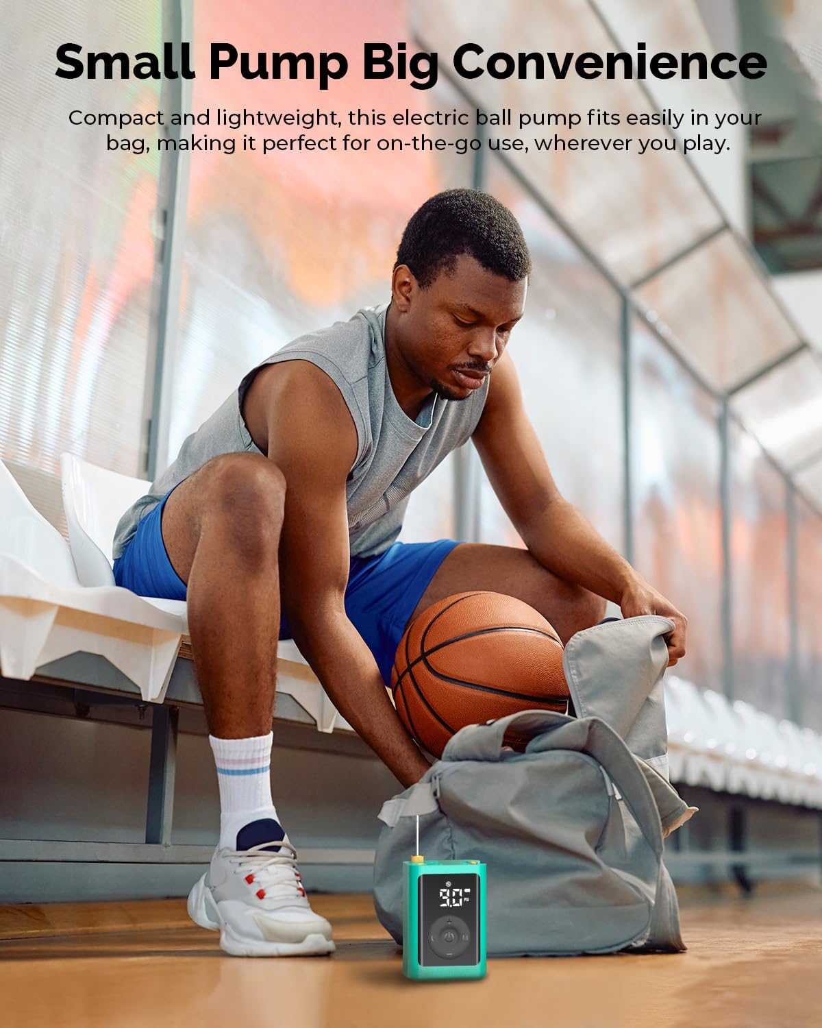 ETENWOLF Electric Ball Pump Inflation & Deflation with 2600mAh Battery | 3-17PSI Basketball Pump with Precise Pressure Gauge and Ball Needles, Rechargeable Air Pump for Football, Soccer, Volleyball