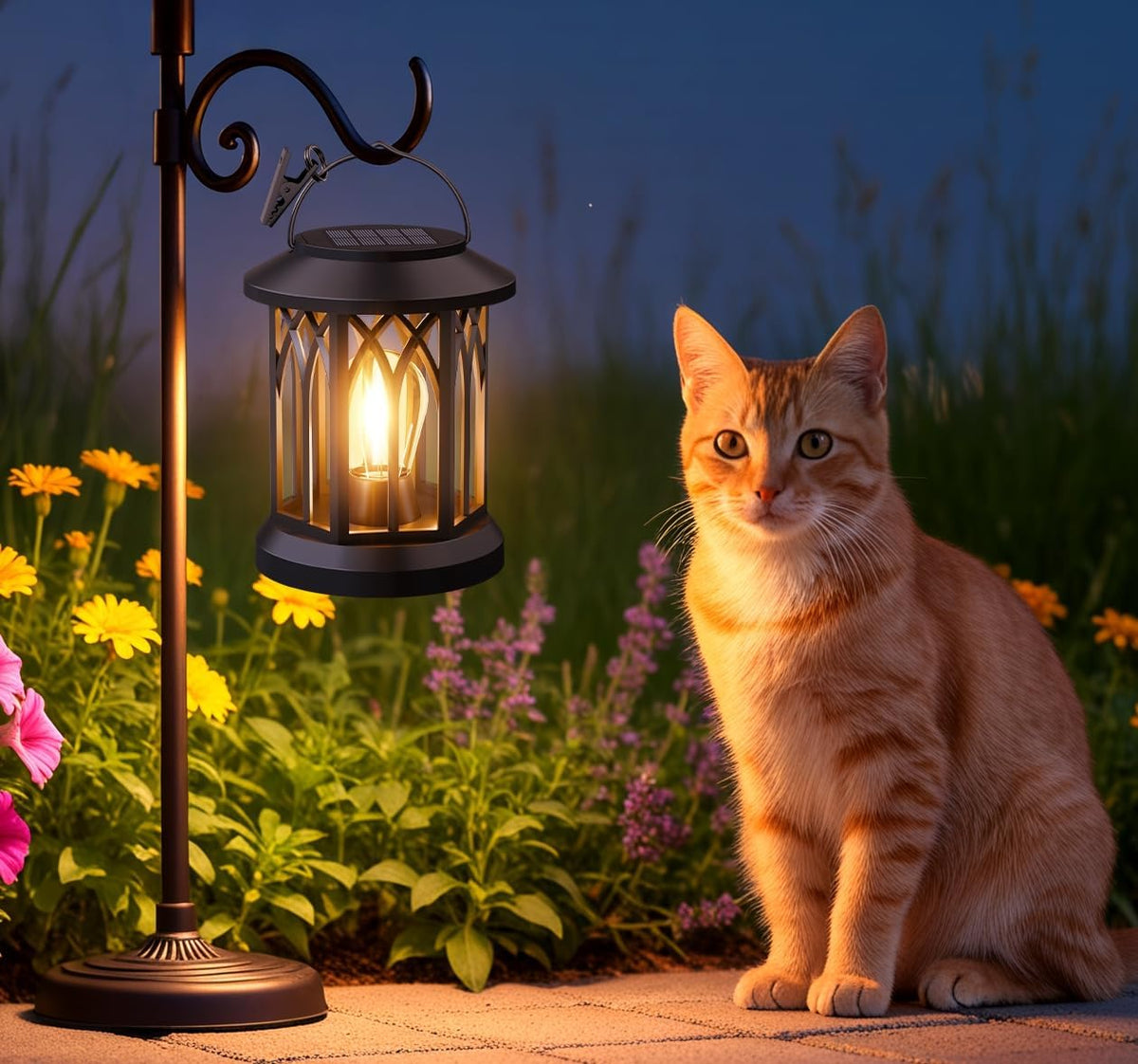 Hanging Solar Lanterns Outdoor Waterproof: 2 Pack Garden Lantern Decorative | Warm Ambient Light, Clip‑on Hanging Design, 12h All‑night Glow, Ip65 Waterproof, Auto On/Off, 800mah Battery, No Wiring