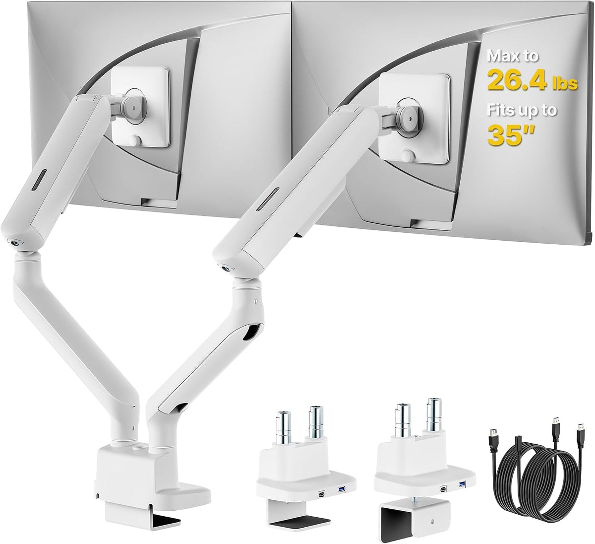 monTEK Mechanical Spring Dual Monitor Arm with USB for 27 32 34inch Screens