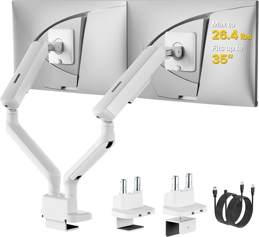 monTEK Mechanical Spring Dual Monitor Arm with USB for 27 32 34inch Screens
