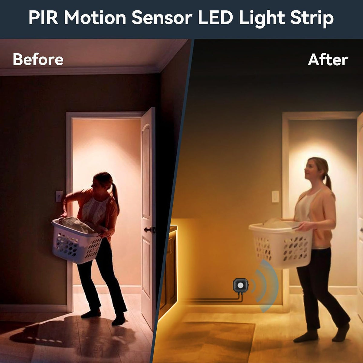 Motion Activated LED Strip Lights,2-Packs 9.8Ft Warm White Lighting