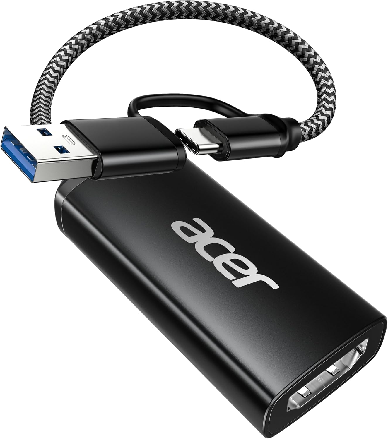 acer Capture Card for Streaming, HDMI to USB 3.0 1080P 60FPS Video Capture | Plug and Play with Type-C & Type-A Ports, Compatible with iPad, macOS, Windows, Switch2, PS5/4, Quest3, Camera, OBS, Xbox