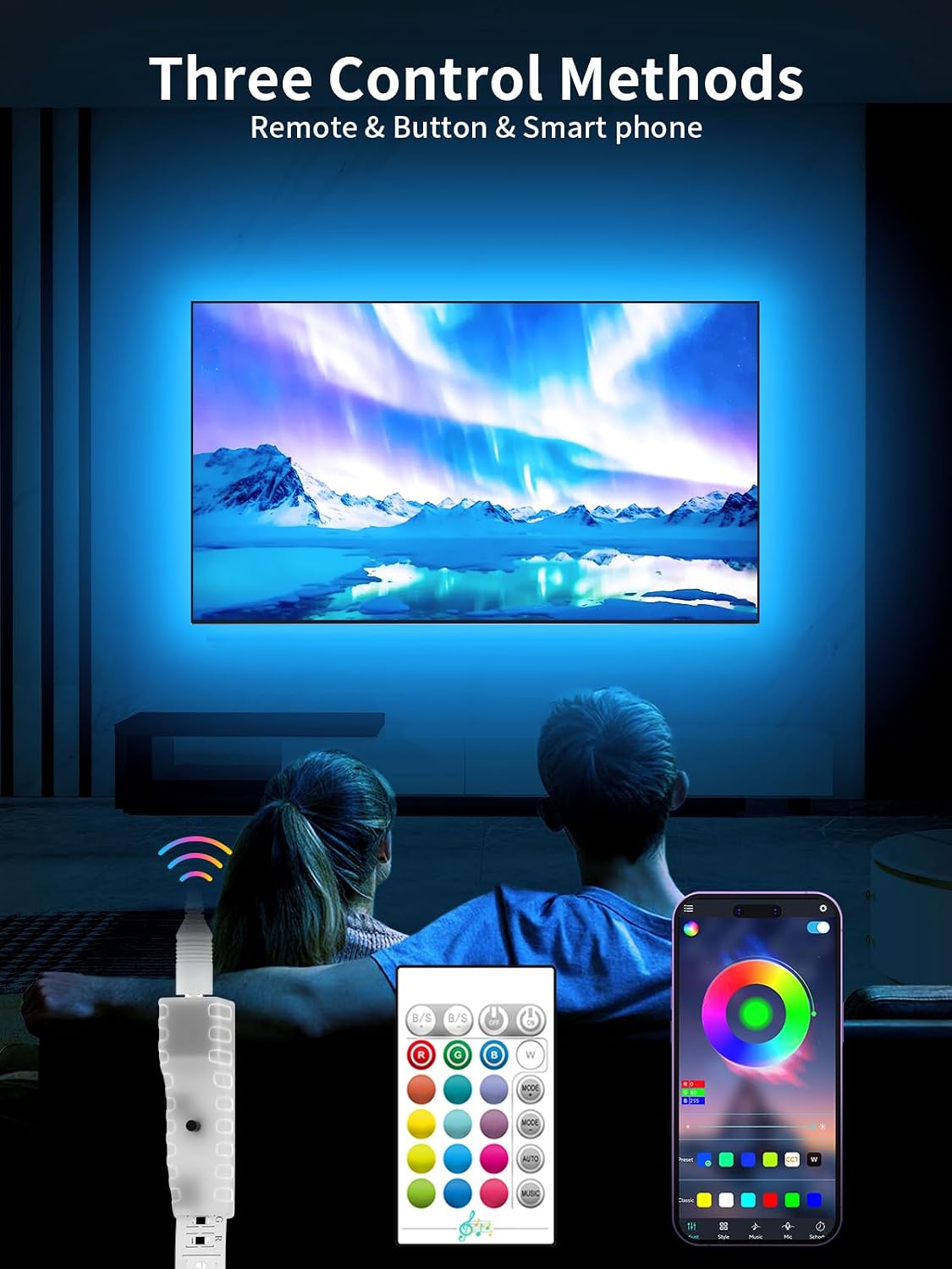 KANTUTOE TV Lights Behind, 19.68ft LED Lights for 55-85 Inch TV, RGB TV Backlight, Music Sync Bluetooth APP and Remote Control Strip Lights USB Powered for Bedroom Gaming Room Decor