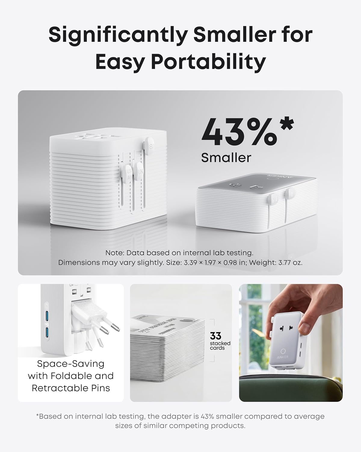 Anker Nano Travel Adapter, 2 USB C Universal Charger, 20W, 1× 2-Pin AC | European Power Plug, Smart Temperature Control, Works in 200+ Countries, Not a Voltage Converter, Travel Essentials(1-Pack)