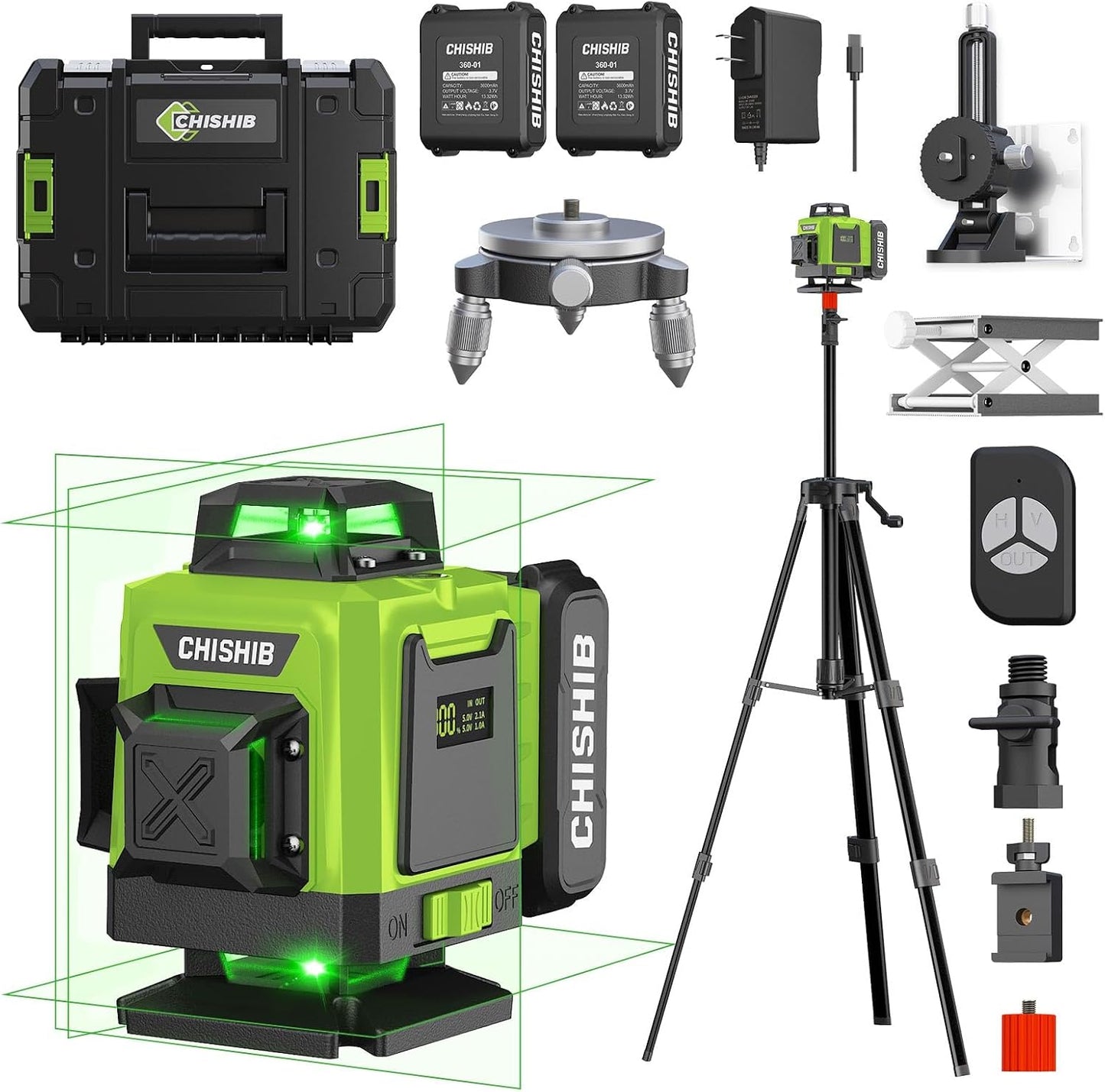 WEIDDW Laser Level 360° Green Cross Line Self Leveling Laser Measuring Tool