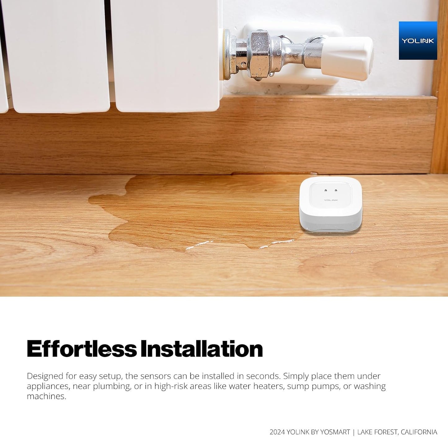 YoLink LoRa Smart Water Alarm Bundle: Hub + 4 Water Leak Sensors & 110dB Wireless Siren Alarm System with Email/SMS/Push Alerts, 1/4 Mile Range