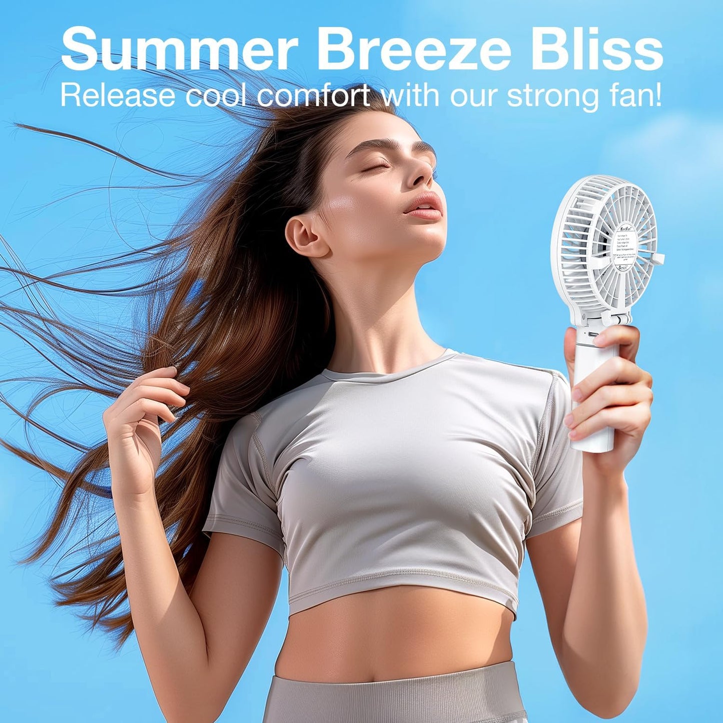 VersionTECH. Portable Handheld Fan, Powerful+Durable+4000mAh+180° Foldable, Mini Table Fans with USB Rechargeable Battery Operated Cooling Accessories for Personal Use, Travel, Office White