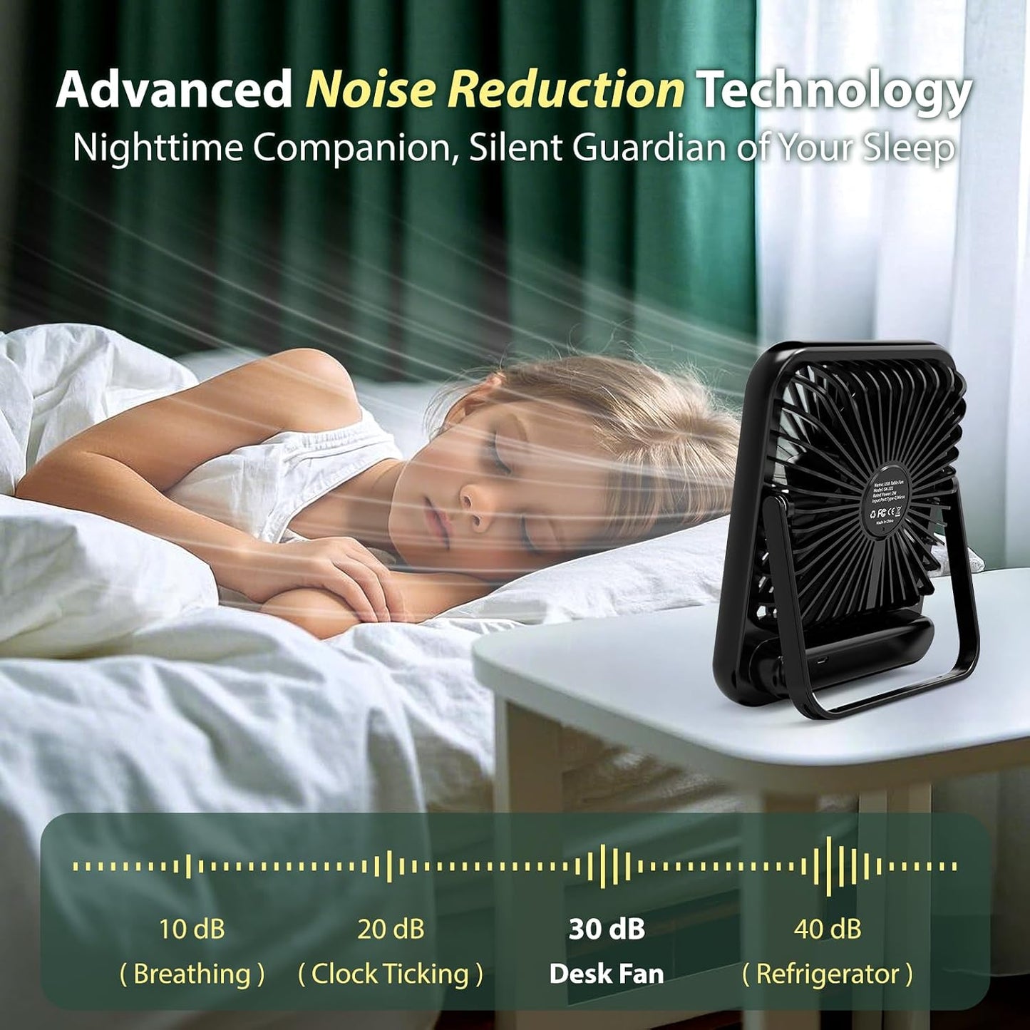Portable Fan Rechargeable- 4000mAh mall Mini Desk Fan 100 Speed Wind Adjustable, Mini Silent Battery Powered Personal Desktop Fan for Bedroom Bedside, Office, Travel Essentials