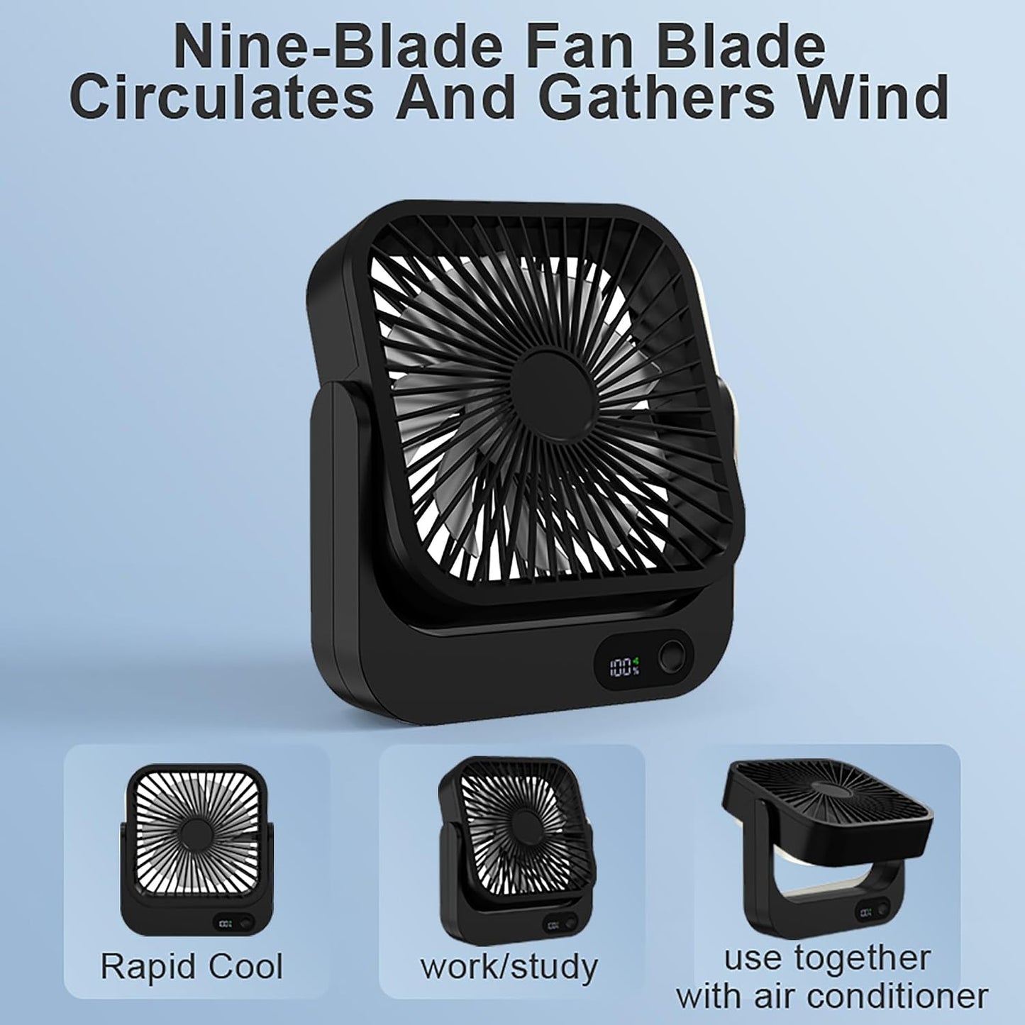Magnetic Cruise Ship Approved Fan, 5000mAh Battery Operated Cruise Fan with 5 Speeds, Magnetically Sticks on Cabin Ceilings and Walls, Cruise Ship & Cruise Essentials 2026 - Black