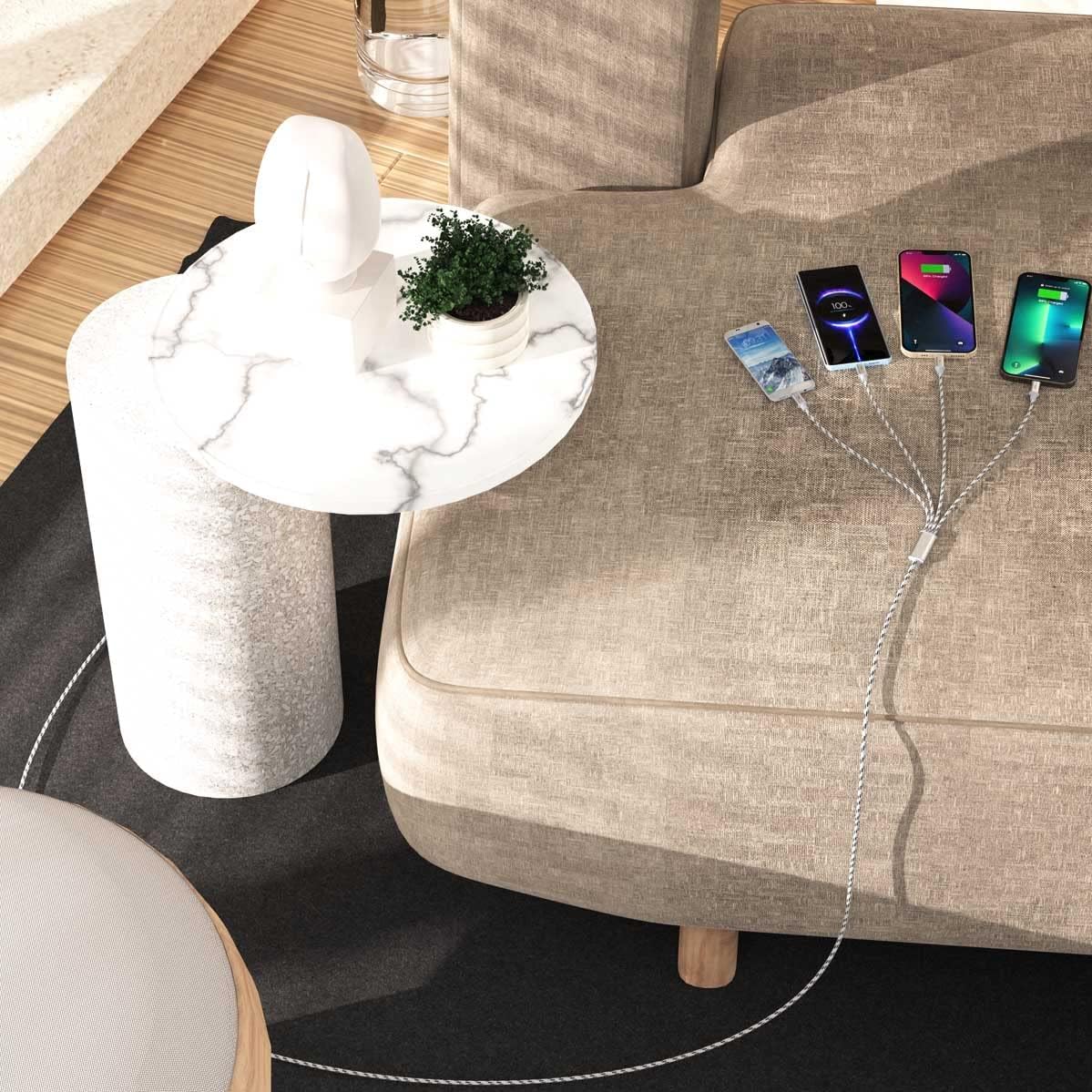 USB A/C Multi Charger Cable, 4 in 1 Charging Cords for Multiple Devices 10ft | 4 in 1 USB Phone Charger Cord 3A Extra Long Multiple Cable with USB C, Micro USB Universal Charging Cord for Cell Phones more