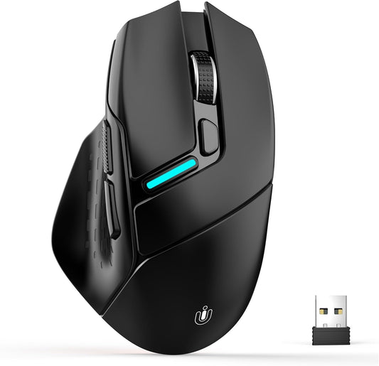 Uineer Wireless Gaming Mouse, Tri-Mode Bluetooth, USB-A Wired and 2.4G | Switch among Bluetooth 5.0, 2.4G wireless and USB-A wired modes; up to 12800 DPI.
