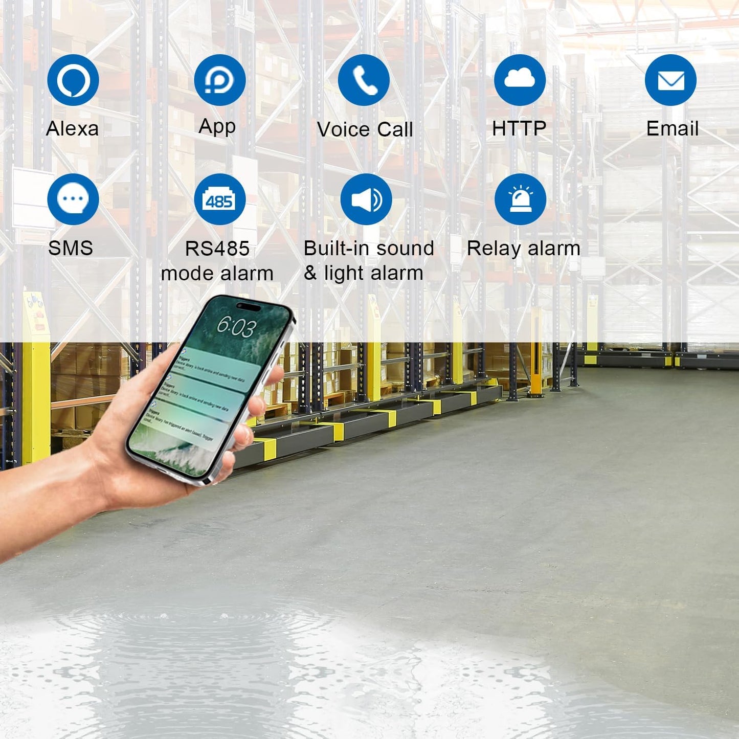 LD1-AETH2L Leak Detector - WiFi and Ethernet, Double-Sided Detection with Alerts, DC12V Relay.No Hub Required