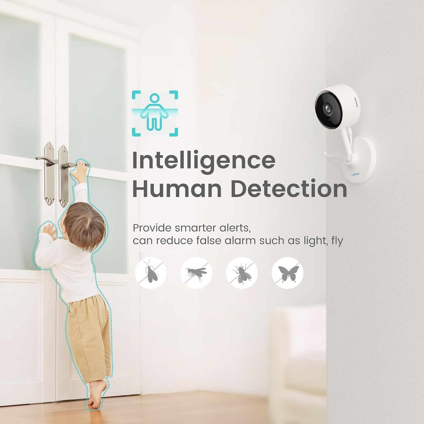 litokam Indoor Cameras for Home Security with Night Vision, Pet Camera with Phone App, WiFi Home Security Camara, Baby Monitor Work with Alexa, Motion Detection, 2 Pack, 2K