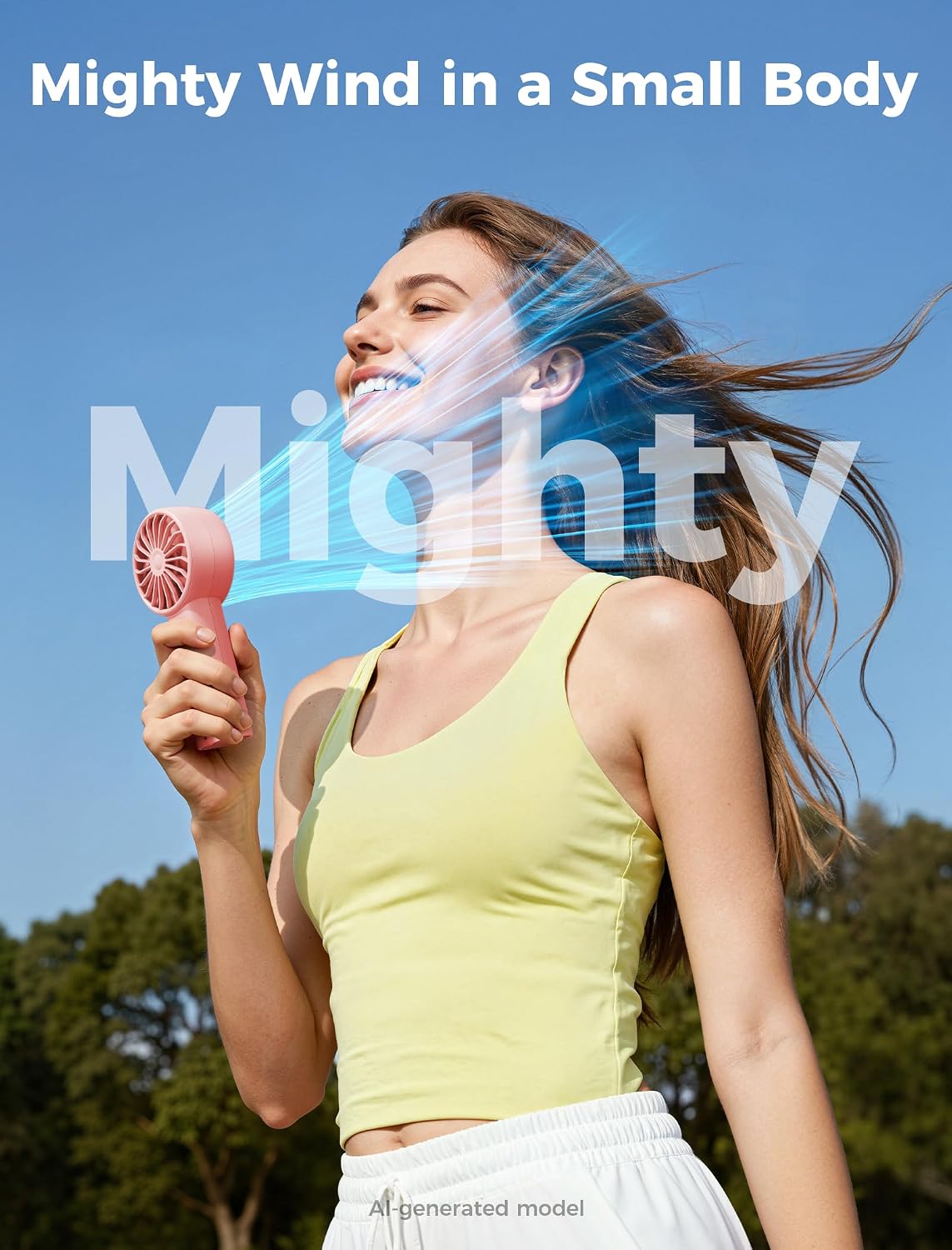 Aecooly Mighty Portable Fan, Powerful Handheld Fan, USB Rechargeable | [10H Max Cooling Time], Mini Personal Battery Powered, Pocket for Travel, Summer, Gifts for Women, Girls -Pink