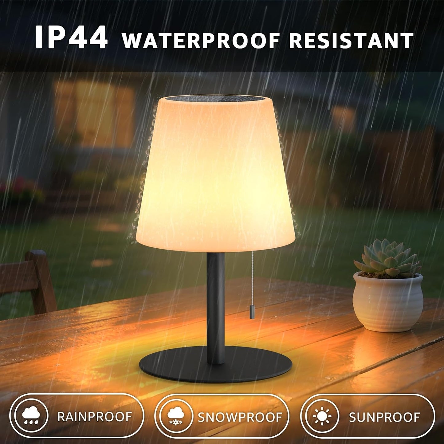 Solar Table Lamp Outdoor, Rechargeable Cordless Patio Lamp with RGB Light | Warm White Dimmable LED, Waterproof Portable Garden Light for Deck, Camping, Dining Table, Indoor Outdoor Ambiance