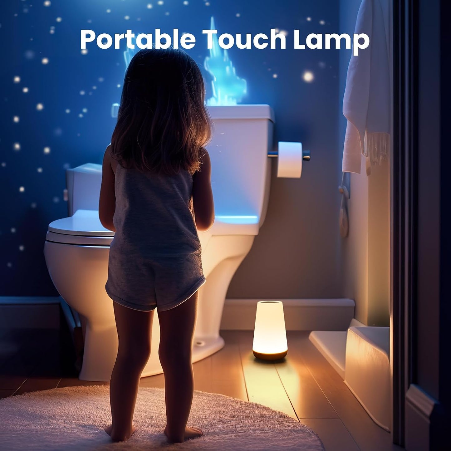 THAUSDAS Telecontrol Night Light Touch Lamp: 13 Colors, 5 Brightness, Brown | Table Bedside Lamp 1500mAh USB Rechargeable - 3 Lighting Modes, 1/2/4/6H Auto - Off For Nursery & Bedroom & Camping