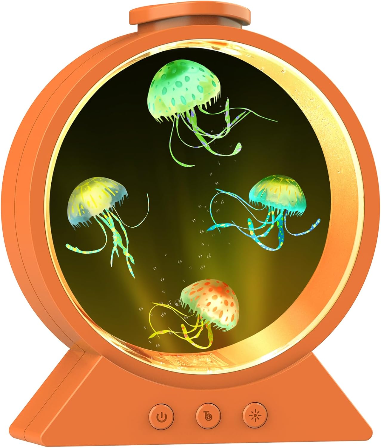 Jellyfish Lamp for Sleep Anxiety Calming Light for Bedroom(Cosmic Orange) | Whisper-Quiet Sensory | 7 Soft Color Modes | Adjustable Water Flow | 8H Auto-Off Timer | Rounded Tank Lamp Gift for All Ages