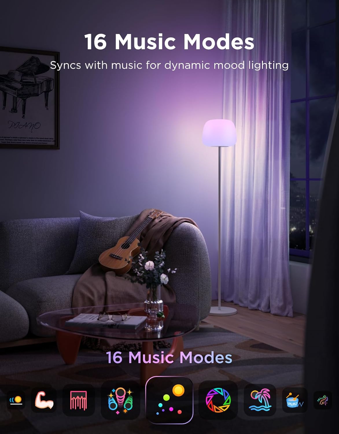Govee Lantern Floor Lamp, Halo Gradient RGBIC Smart Corner Lamp with LuminBlend+, 1000K-10000K, Matter Compatible, 100+ Scene Modes, Music Sync, 1400lm, Modern Floor Lamps for Living Room, White