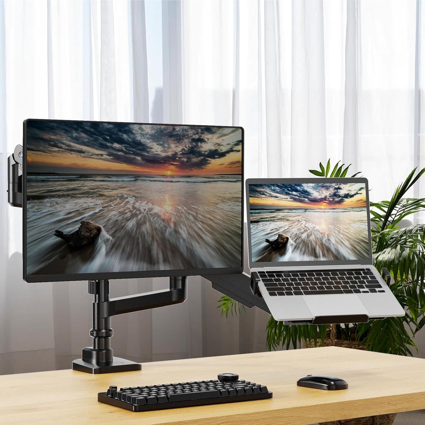 Laptop VESA Mount Tray Holder for Monitor Arms and Stands 75x75mm 100x100mm Clamp Notebook Adjustable 12 to 17 inch Black Universal