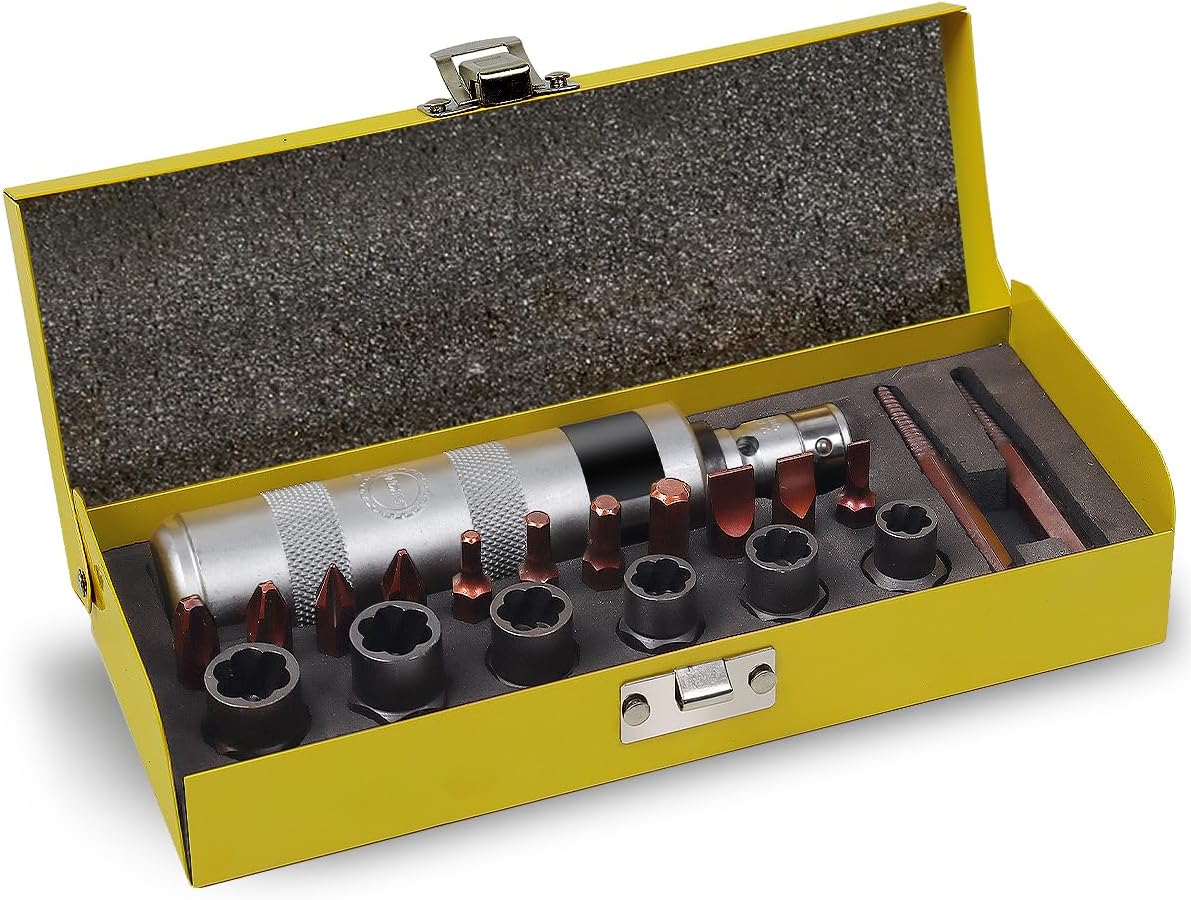 Hand Manual Reversible Impact Driver Set Extractor Impact Screwdriver S2 Steel Much More Durable Disengage Rusted Fasteners or Frozen Bolts (1/4" Driver)