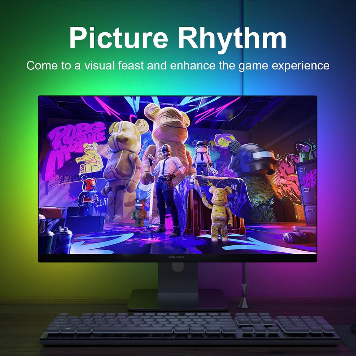 MIHEAL Gaming Monitor Light, Backlight with Screen Color sync Effect for 24inch Computer Monitor, Compatible with Windows