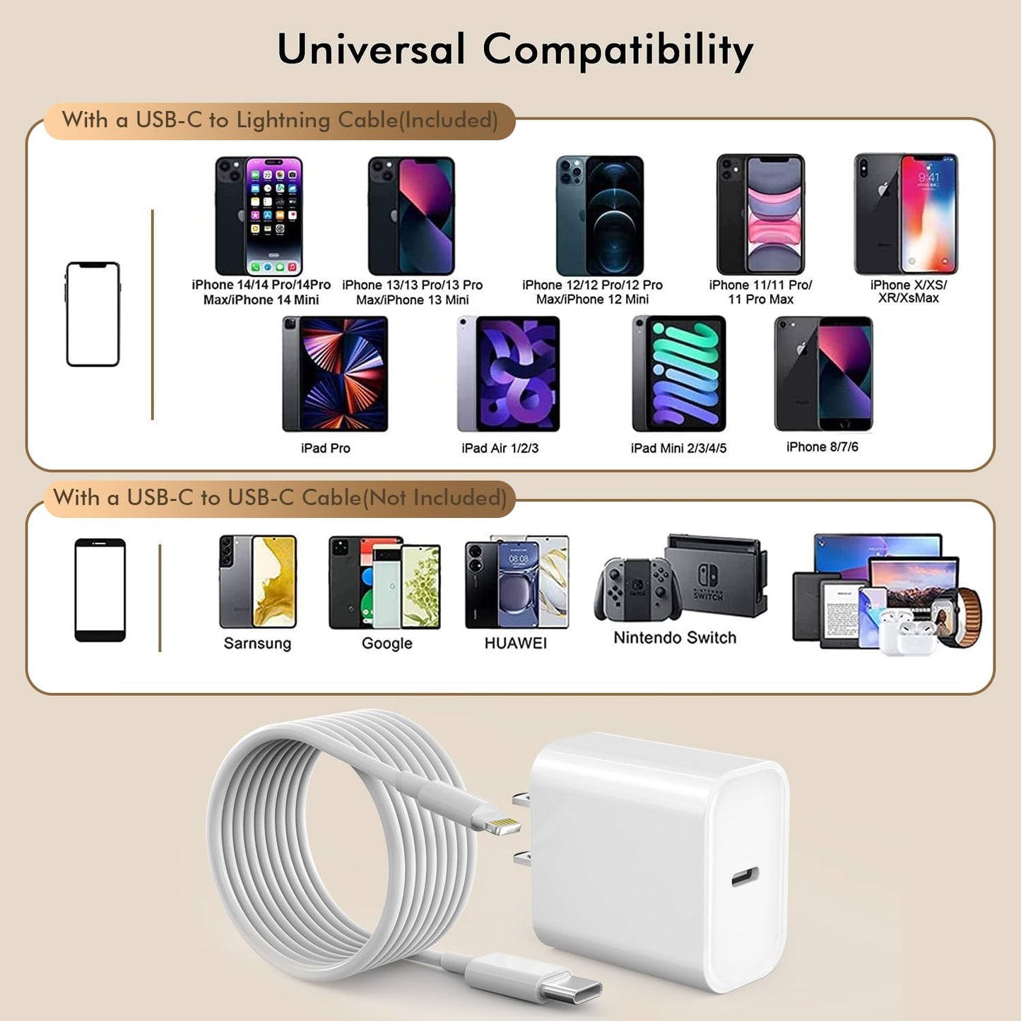 [Apple MFi Certified]10FT Fast iPhone Charger,Extra Long Apple Charger Fast Charging 2Pack USB C Charger Block Plug + 10Foot Lightning Cable Cord for iPhone 14/Pro/Pro Max/Plus/13/12/11/XS/XR/X/SE2022