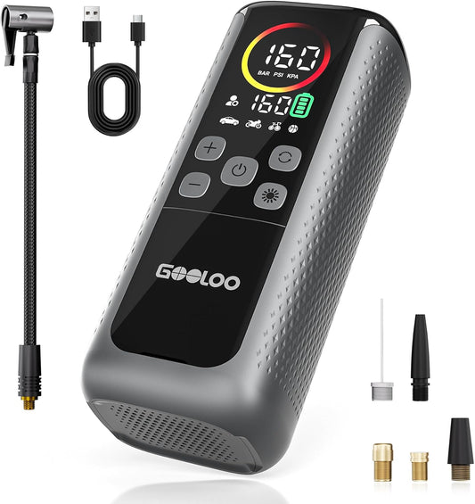 GOOLOO GT160 DUAL Heavy-Duty Tire Inflator Portable Air Compressor | Built for Heavy-Duty Vehicles • 160 PSI Max • Dual-Cylinder Pump • 10000mAh Battery • Fast Inflation