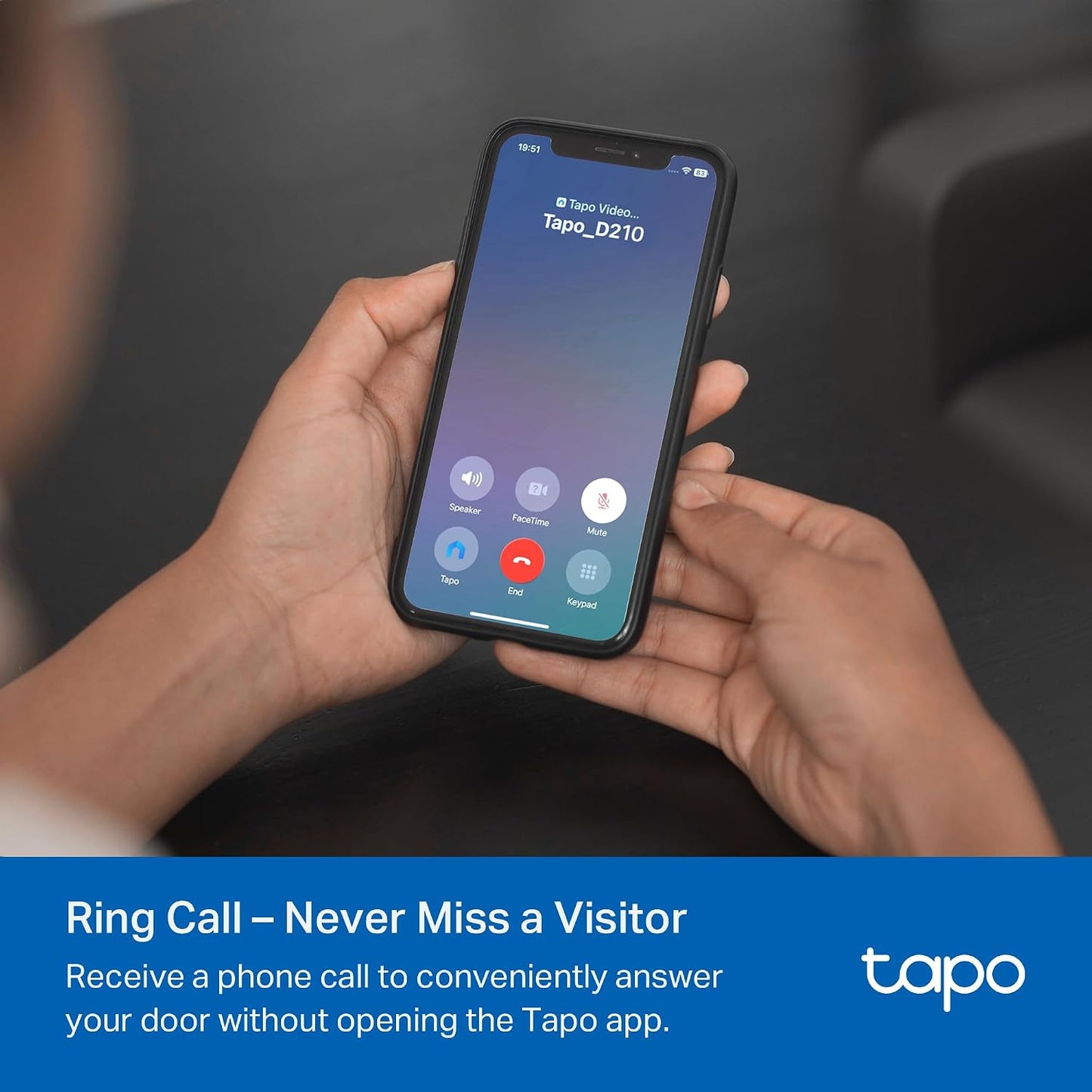 Tapo 2K Wireless Smart Video Doorbell with Chime - 160° Ultra-Wide View,Person Detection, Ring Call, 2-Way Audio, Subscription-Free Local Storage/Optional Cloud, Motion Only Alert, D210