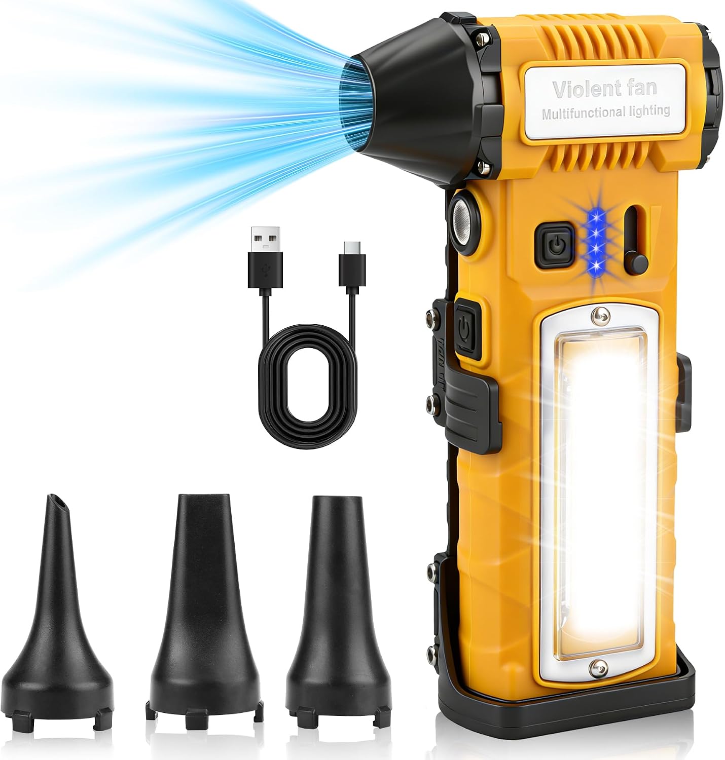 130000RPM Compressed Air Duster, Rechargeable Electric Air Duster | 2-Gear Adjustable Mini Blower, Electric Air Blower with LED Light, Dust Blower for Keyboard, PC Vents, Car Interiors