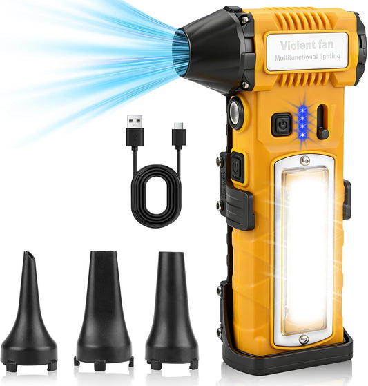 130000RPM Compressed Air Duster, Rechargeable Electric Air Duster | 2-Gear Adjustable Mini Blower, Electric Air Blower with LED Light, Dust Blower for Keyboard, PC Vents, Car Interiors