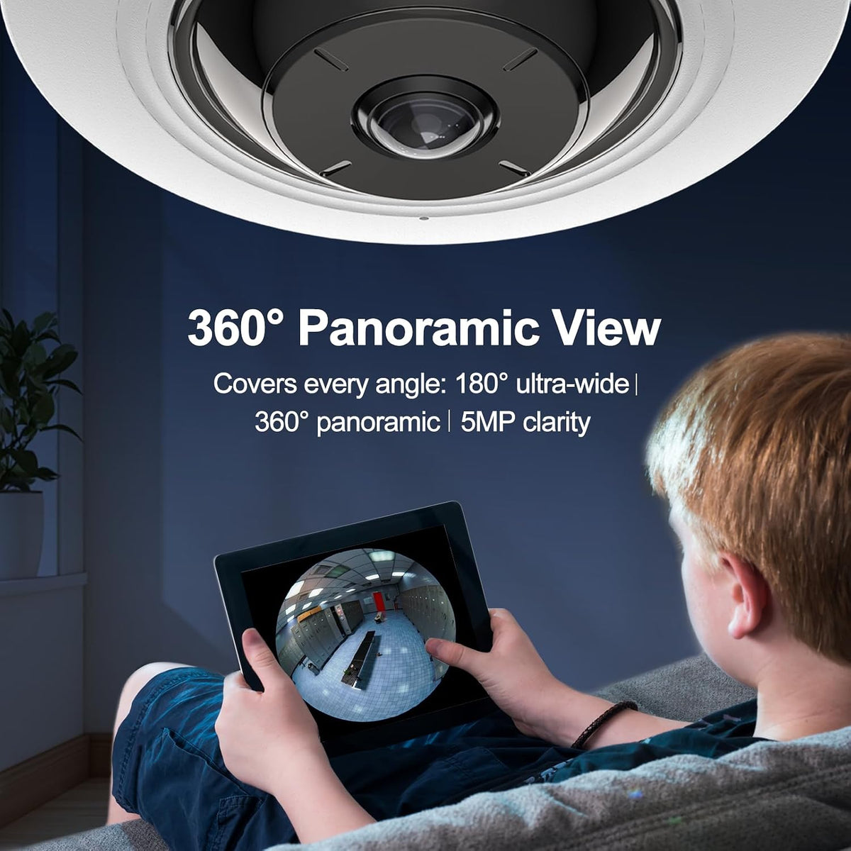 Anpviz 5MP Fisheye POE Camera, 360° Multiple Panoramic Views Wired Indoor