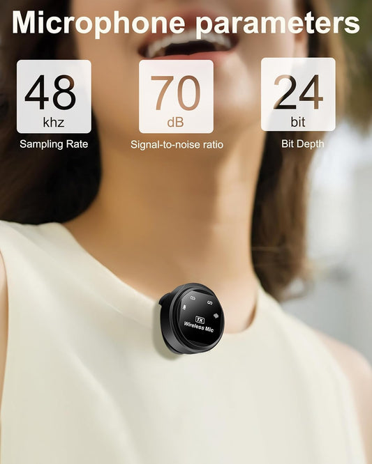 Mini Microphone for iPhone,Wireless Microphone with AI Noise Cancellation, Plug & Play, Up to 24-Hour Total Use with Charging Case, Ideal for TikTok, YouTube, Vlogging & Live Streaming
