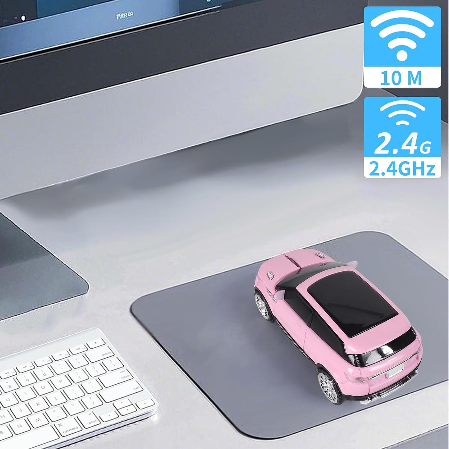 elec Space Wireless Mouse Car Computer Mouse for PC Laptop (Milk Tea Pink)