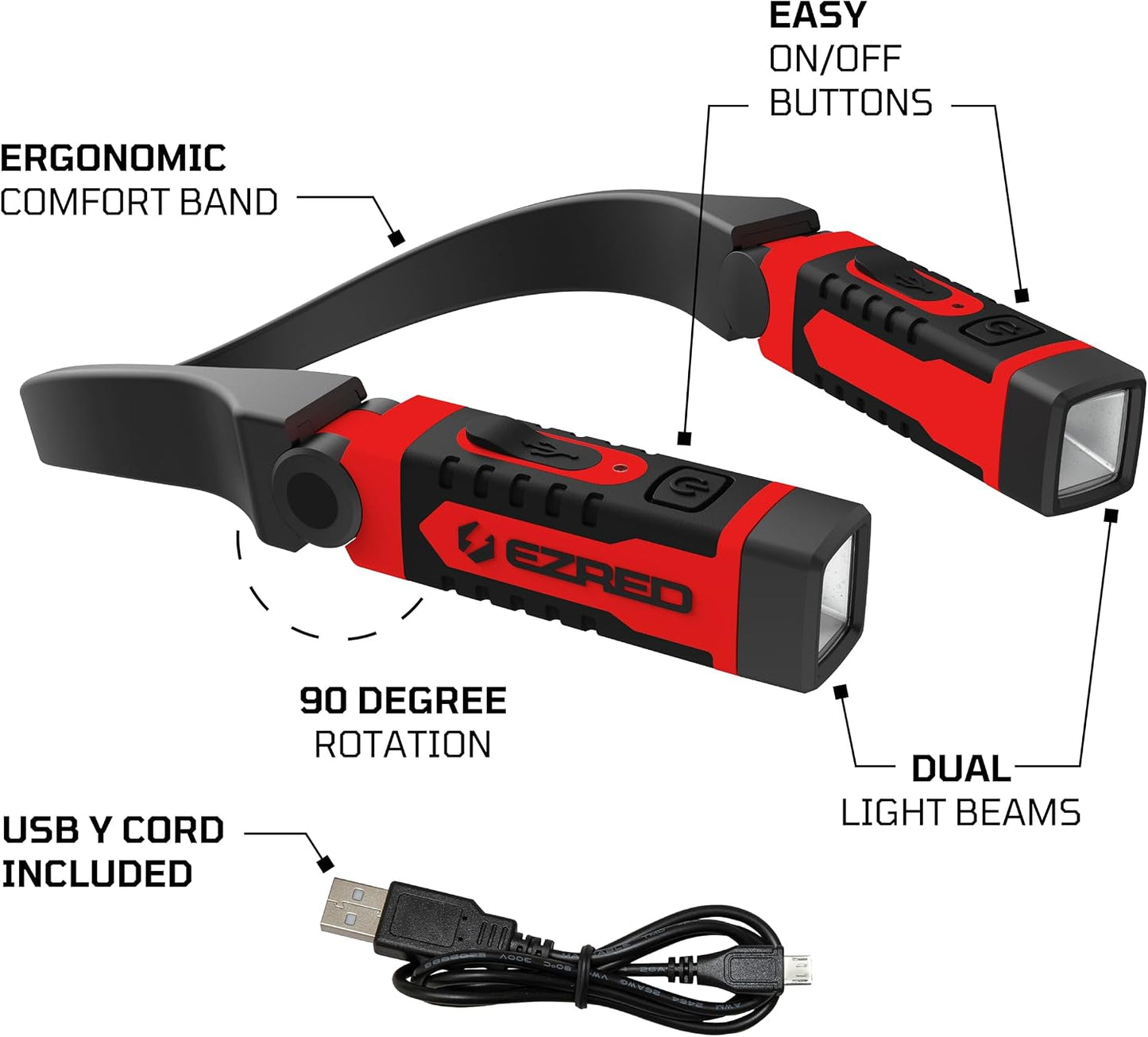 EZRED ANYWEAR Rechargeable Neck Light for Hands-Free Lighting - NK15, Perfect Light for Mechanics, Camping, Hunting, DIY Projects, Reading